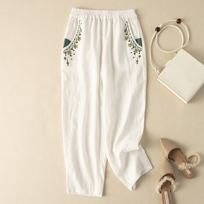 【Coton et Lin】Pantalons Vintage Décontractés