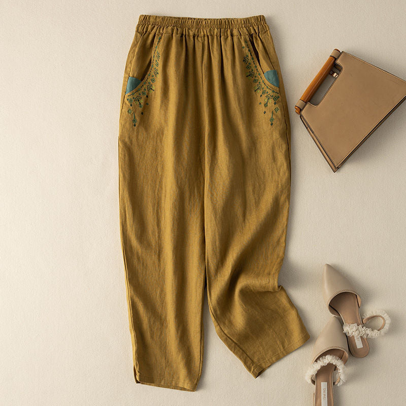 【Coton et Lin】Pantalons Vintage Décontractés