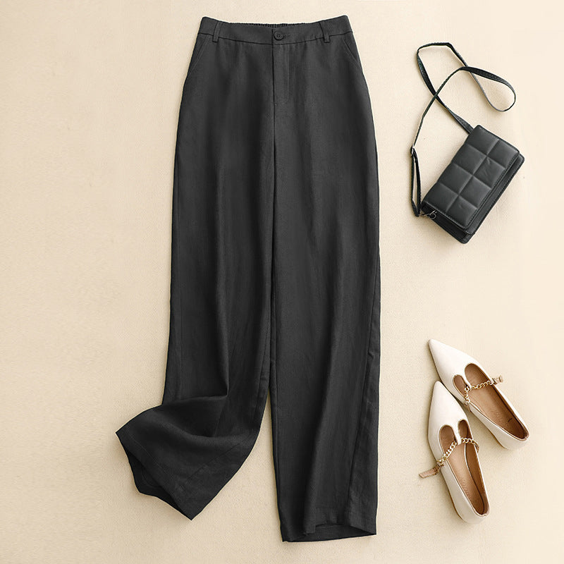 【Coton et Lin】Pantalons Casual Monochromes