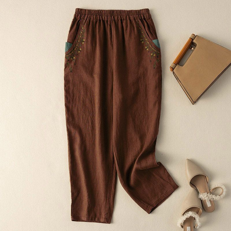 【Coton et Lin】Pantalons Vintage Décontractés