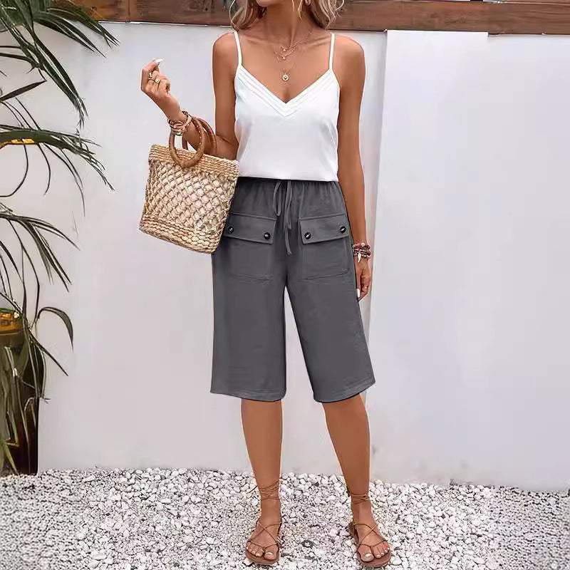 【Coton et Lin】Pantalons Casual Monochrome