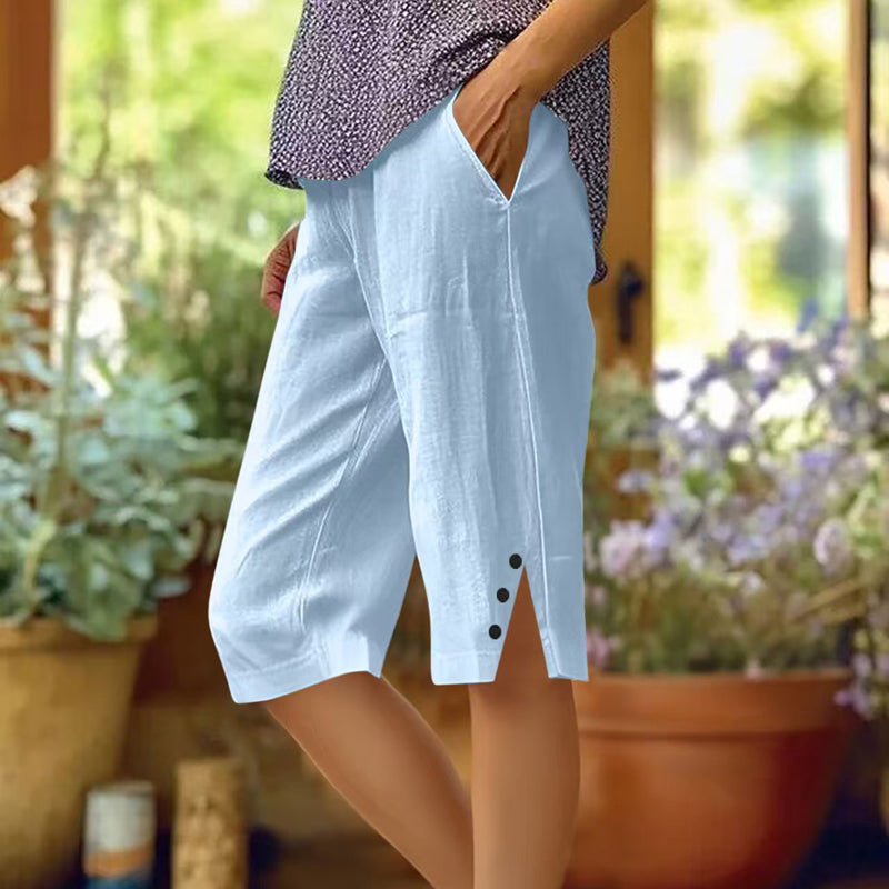 【Coton et Lin】Pantalons Décontractés Unis