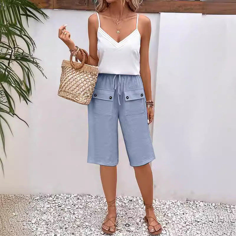【Coton et Lin】Pantalons Casual Monochrome
