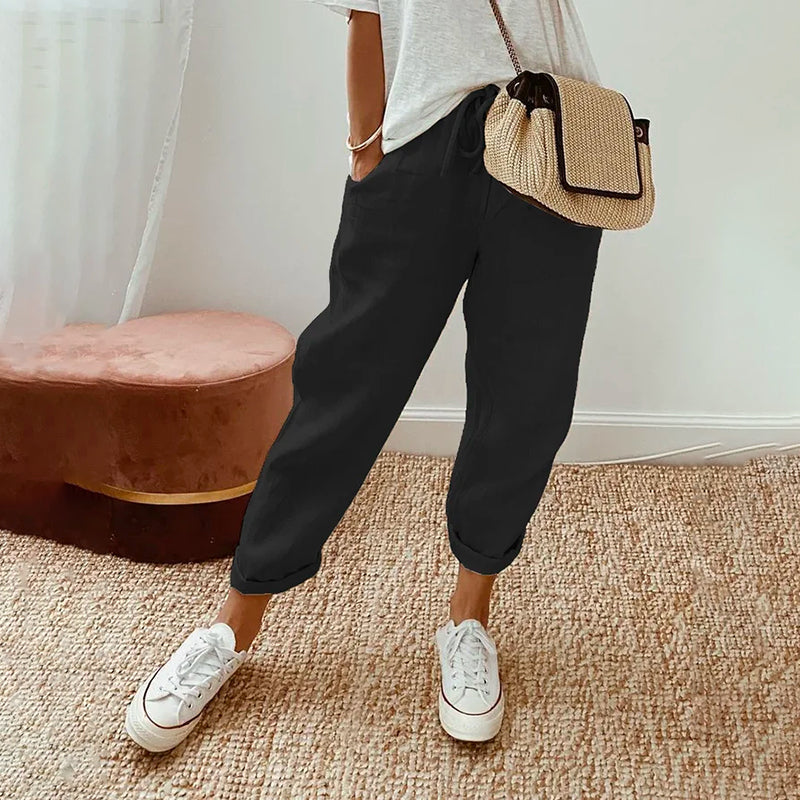 【Coton et Lin】Pantalons Confortables pour le Temps Libre