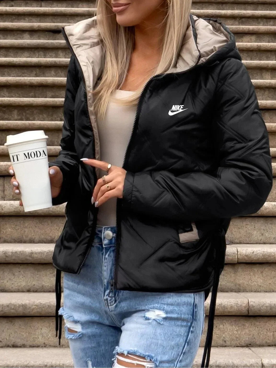 NK – Veste Puffer Légère avec Capuche