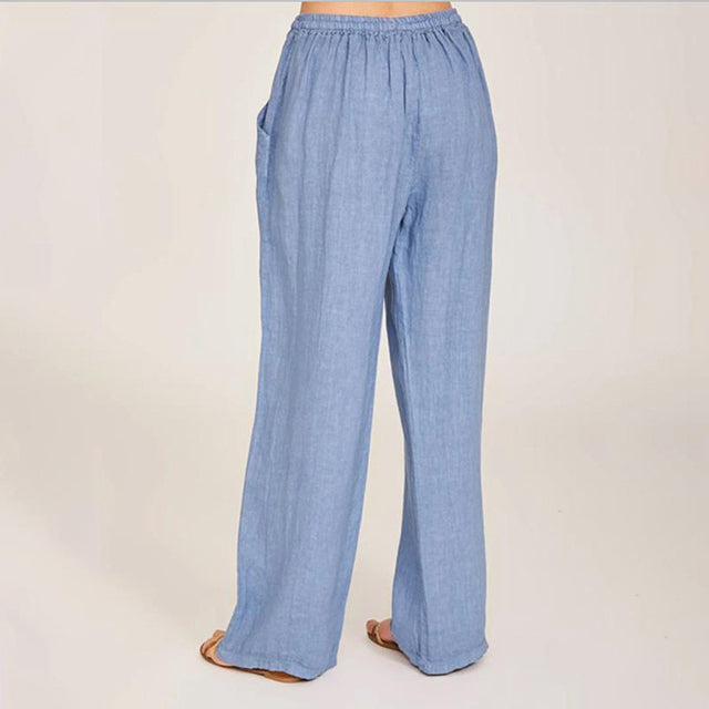 【Coton Et Lin】Pantalons Décontractés À Jambe Large