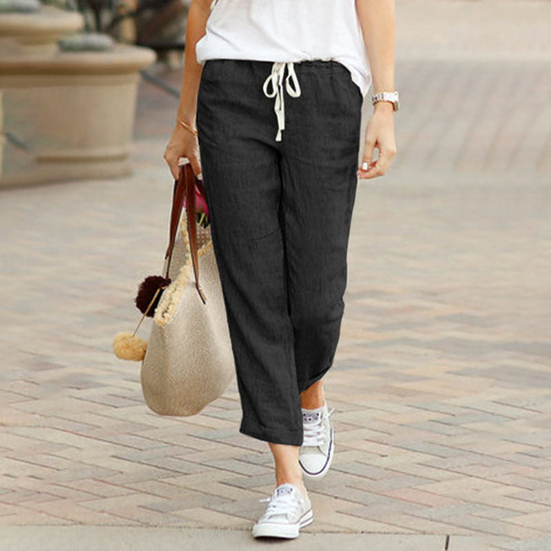 【Coton et Lin】Pantalons Droits Décontractés