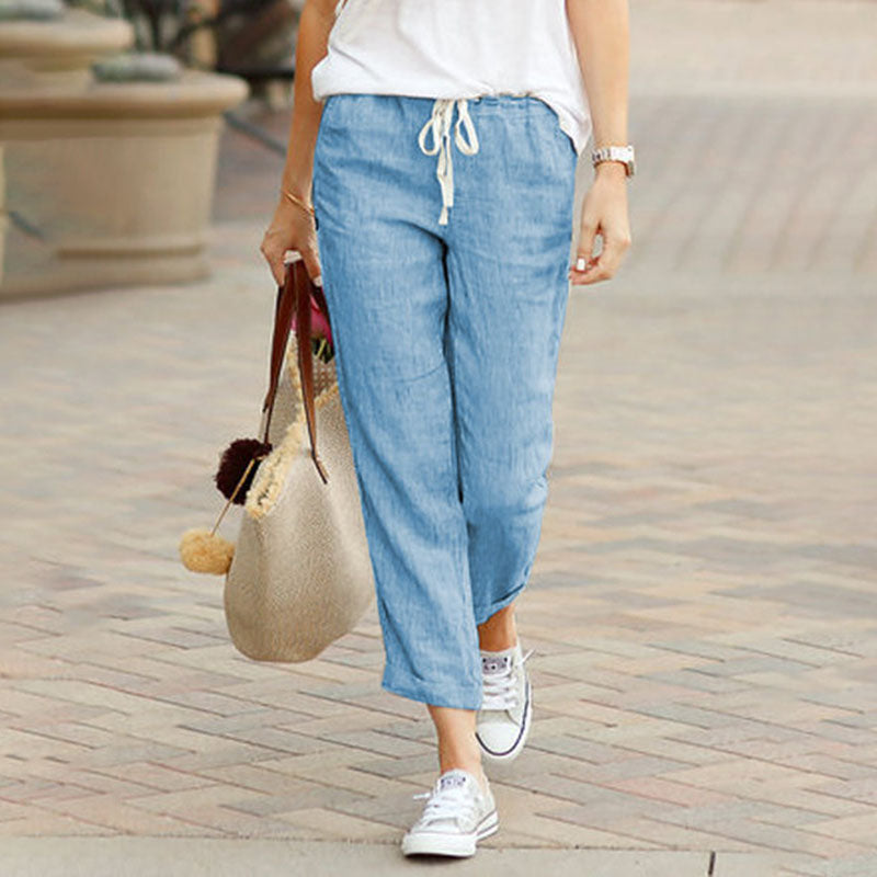 【Coton et Lin】Pantalons Droits Décontractés