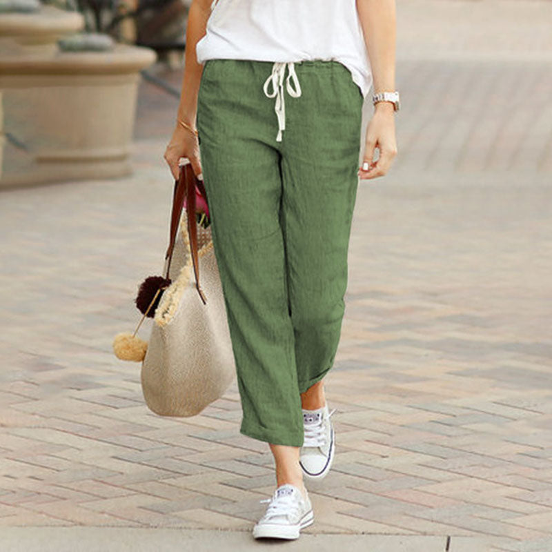 【Coton et Lin】Pantalons Droits Décontractés