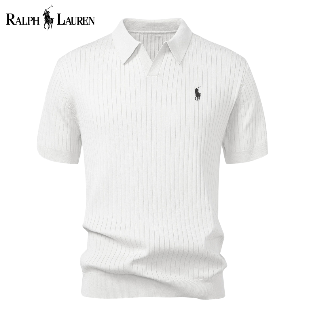 Polo RL™ en maille avec col en V et rayures