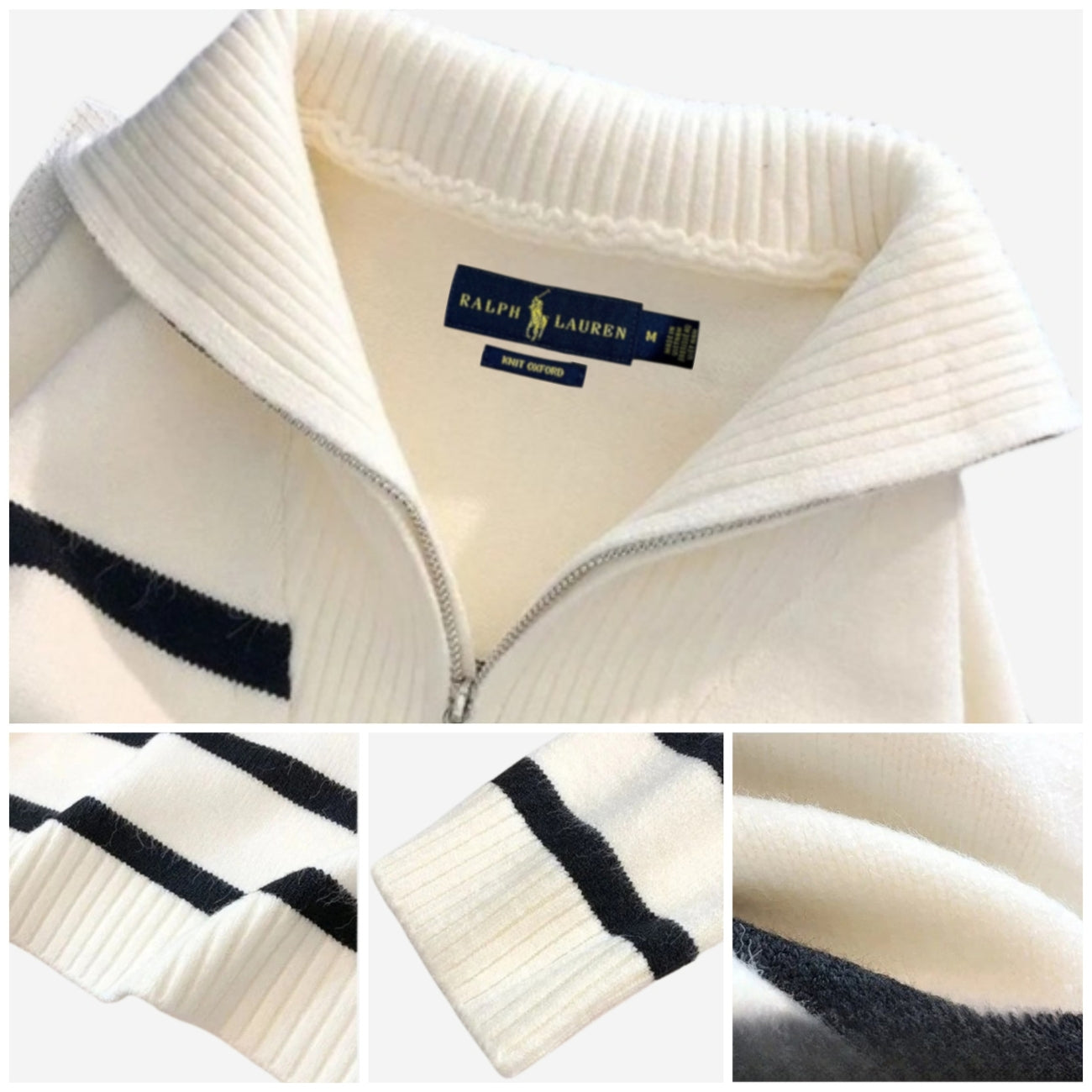 RL – Pull à Rayures avec Zip Quart