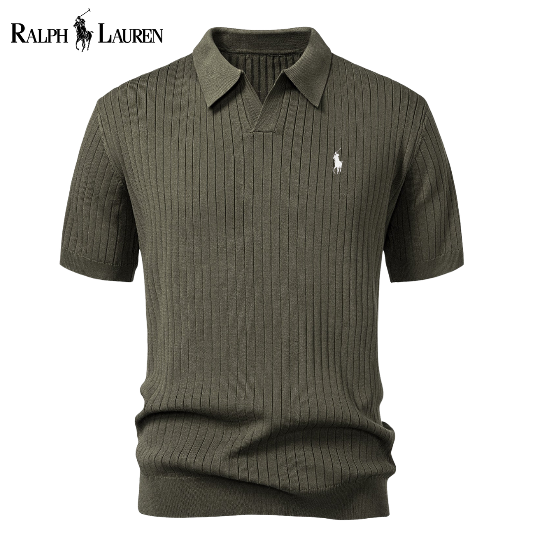 Polo RL™ en maille avec col en V et rayures