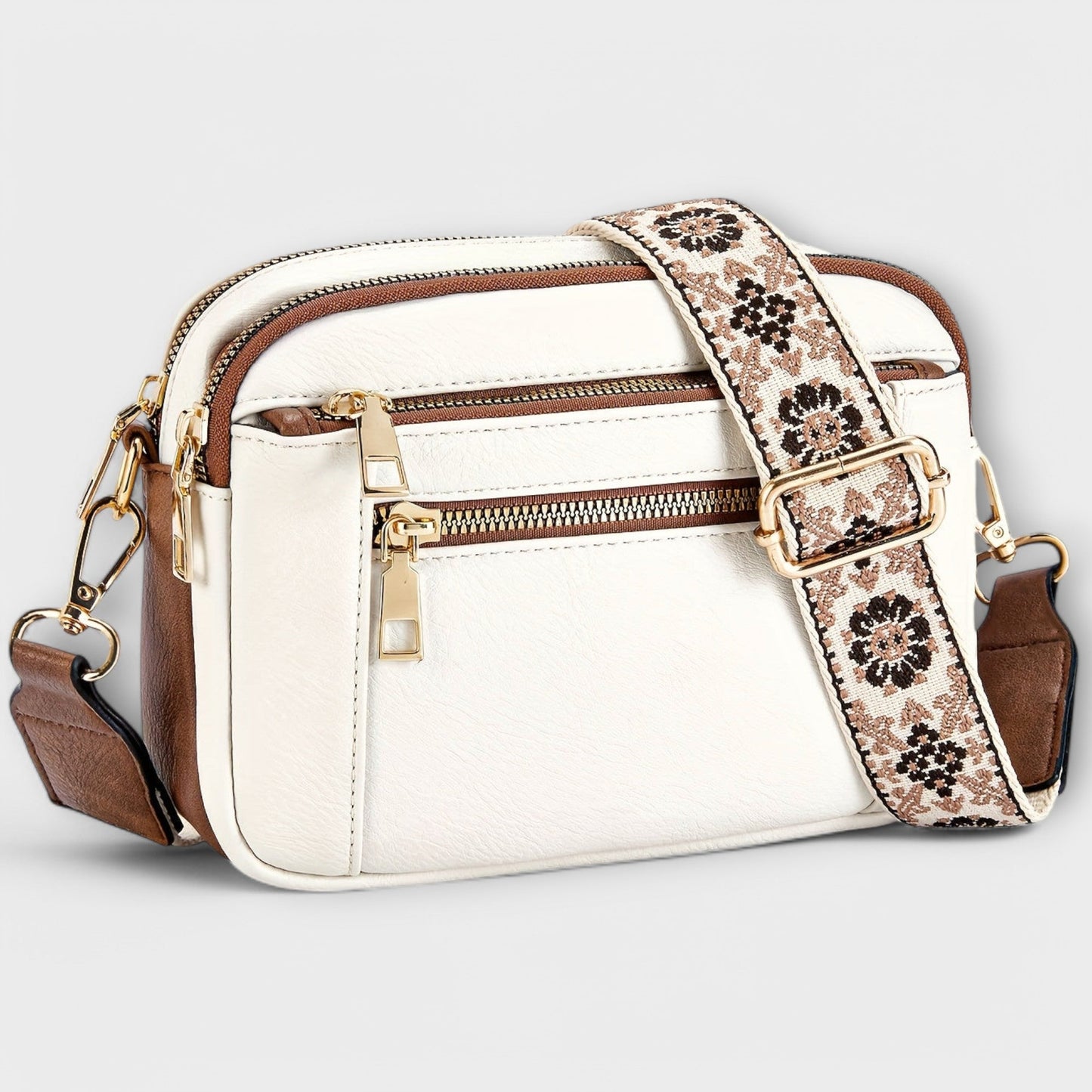 Sac à bandoulière en cuir vegan Aurellia, style rétro avec sangle boho réglable, espace suffisant pour les essentiels