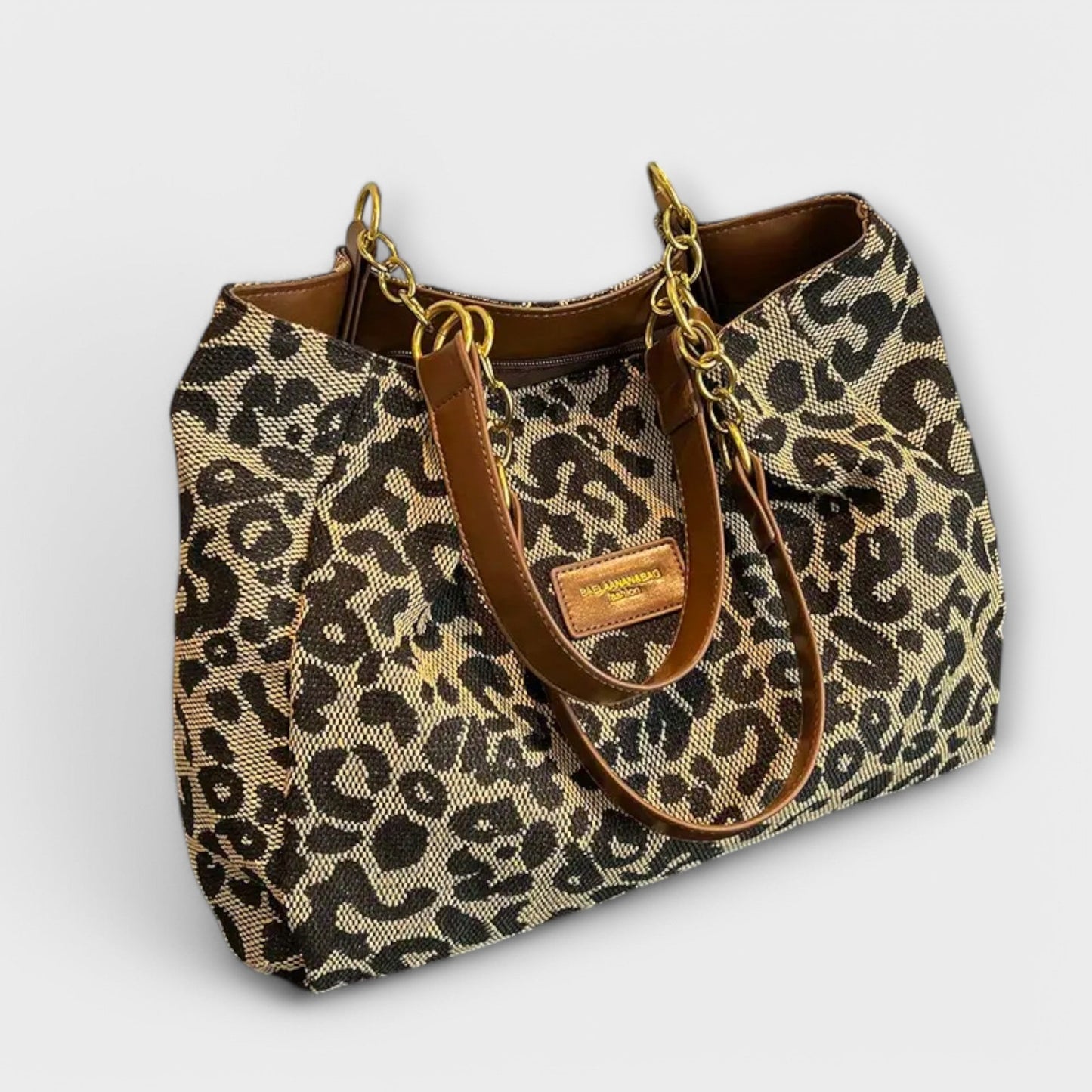 Aurellia - Sac à bandoulière en toile imprimé léopard avec poches, idéal pour l'école et le shopping