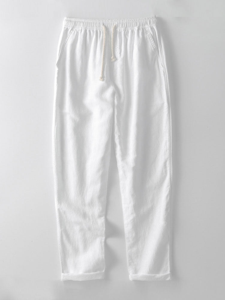 Chemise Cubane Jacquard Géométrique & Pantalons en Lin à Jambe Droite