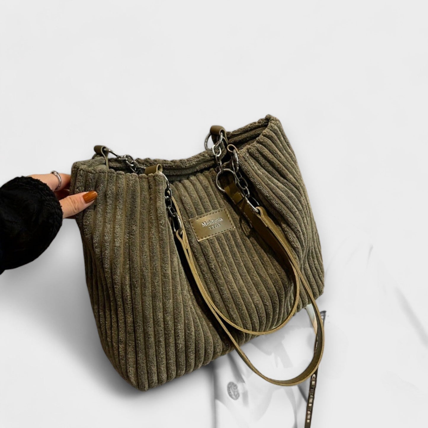Sac à bandoulière Aurellia en corde douce - Bandoulière réglable, design spacieux, kaki