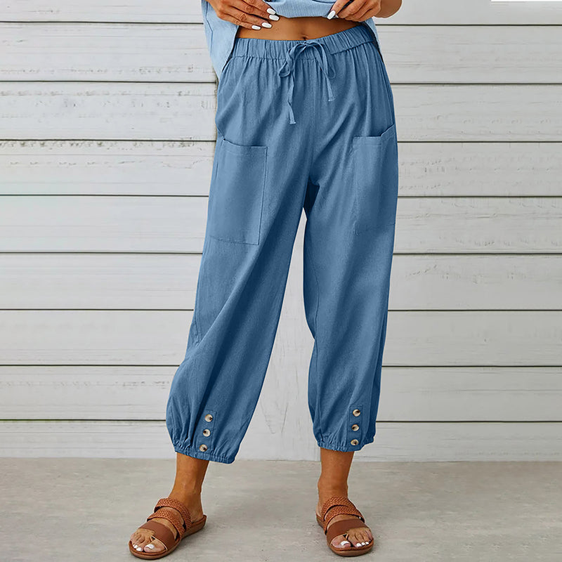 【Coton et Lin】Pantalons Confortables de Temps Libre