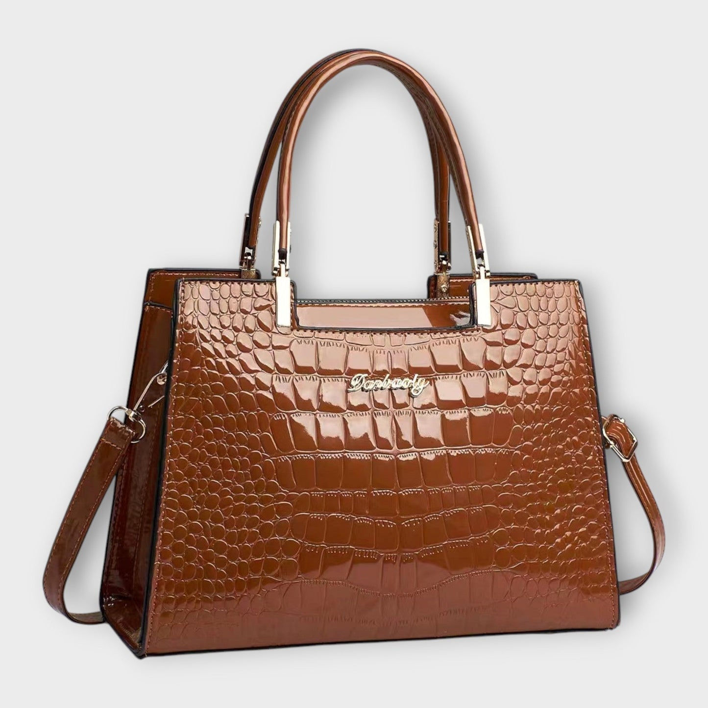 Aurellia - Sac à Main en PU Brillant avec Motif Crocodile, Design Élégant et Spacieux pour Chaque Occasion