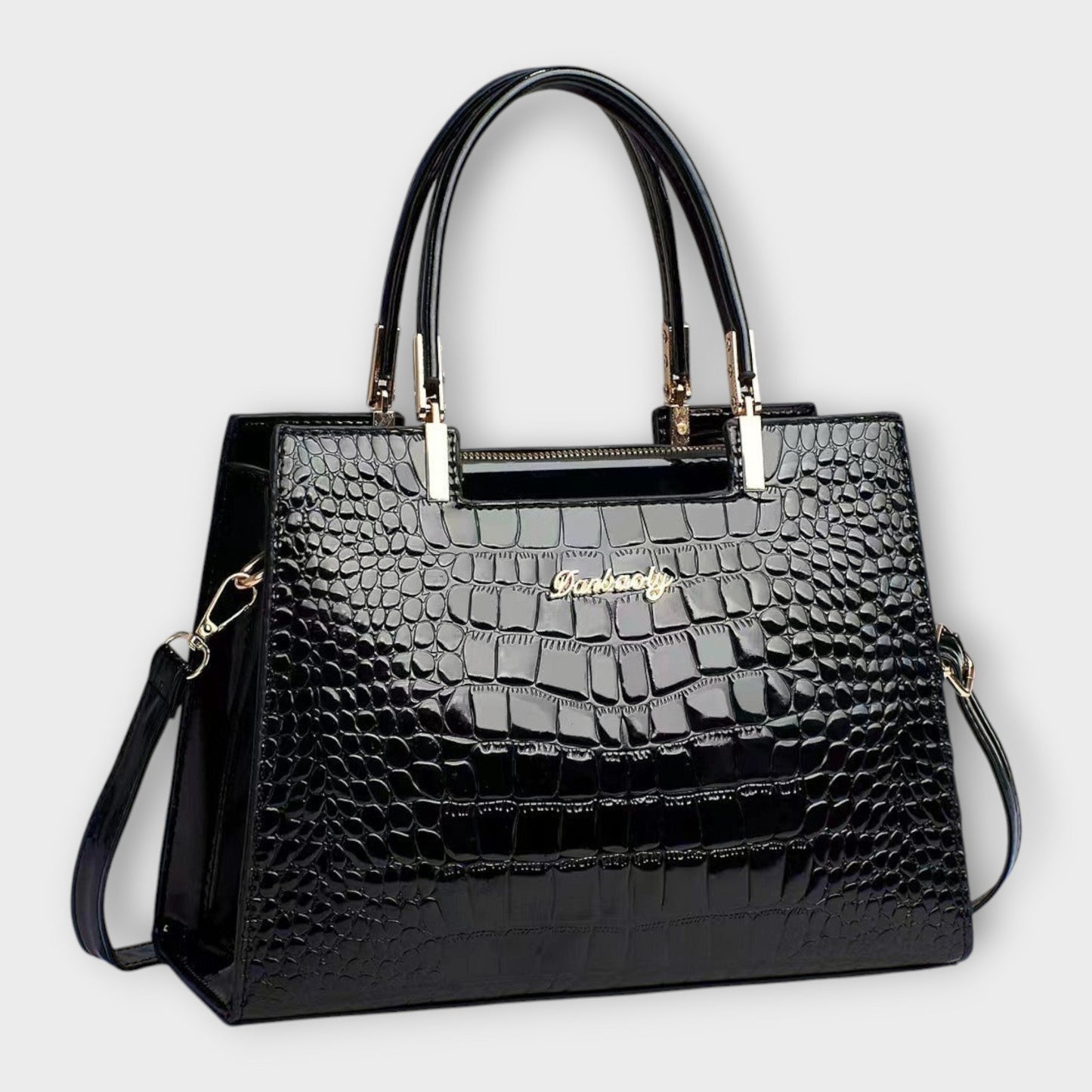 Aurellia - Sac à Main en PU Brillant avec Motif Crocodile, Design Élégant et Spacieux pour Chaque Occasion