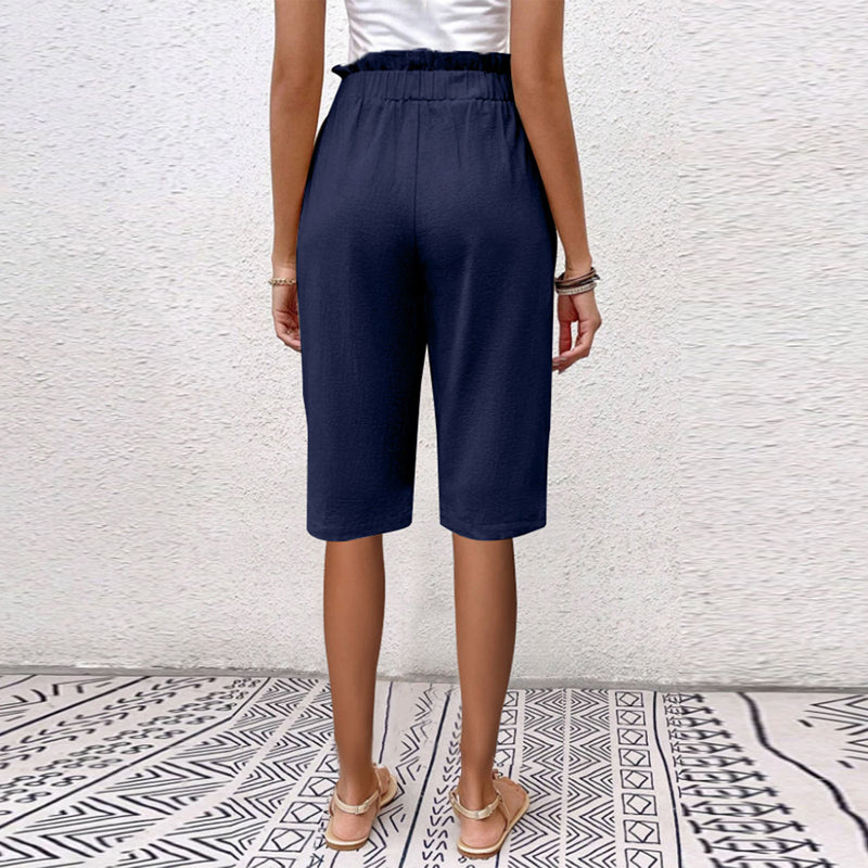 【Coton et Lin】Pantalons Casual à Couleur Unie