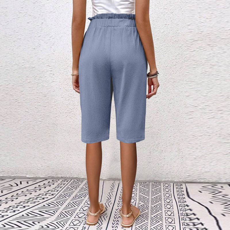 【Coton et Lin】Pantalons Casual à Couleur Unie