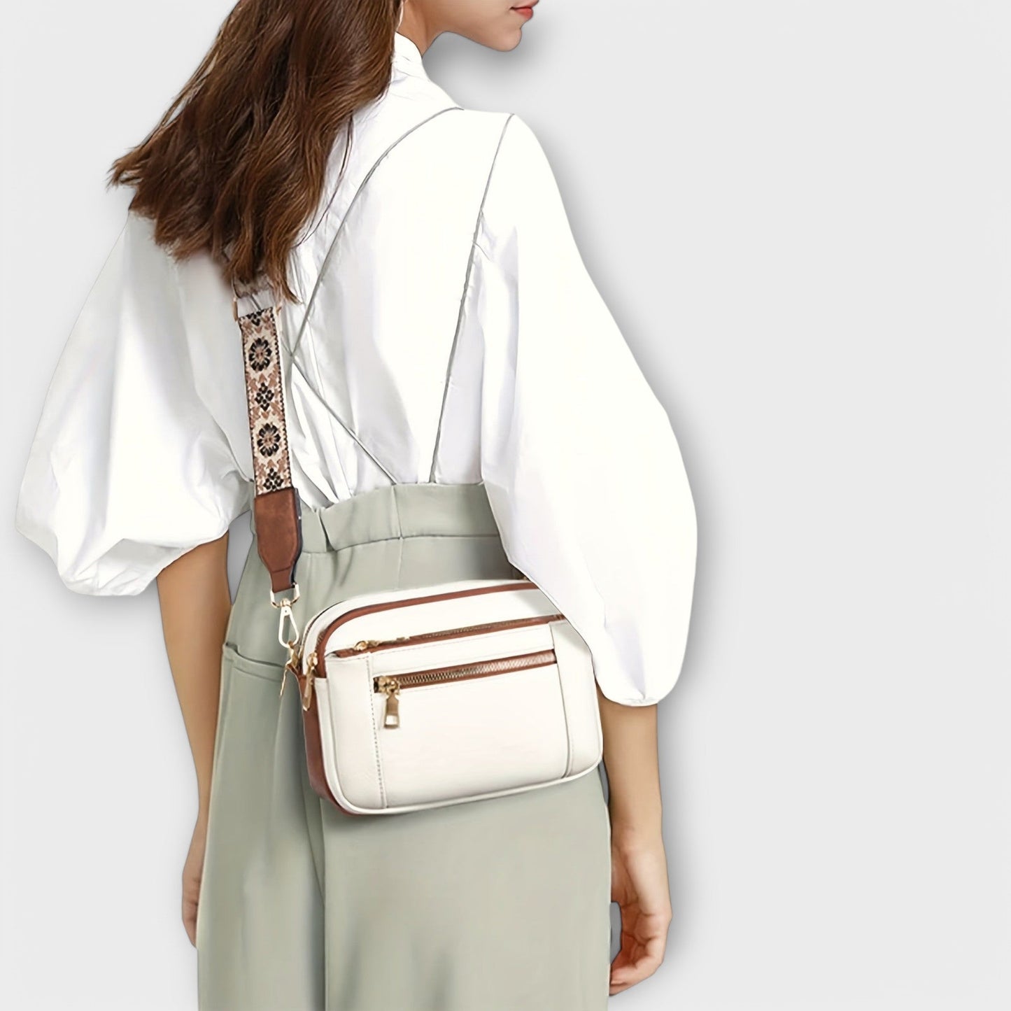 Sac à bandoulière en cuir vegan Aurellia, style rétro avec sangle boho réglable, espace suffisant pour les essentiels