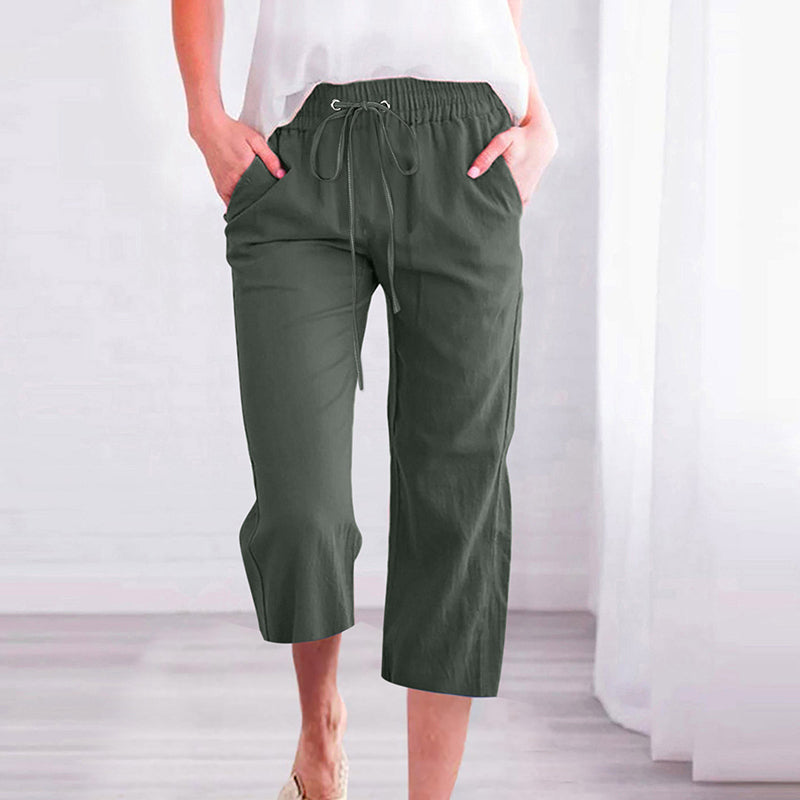 【Coton et Lin】Pantalons Casual Unicolores