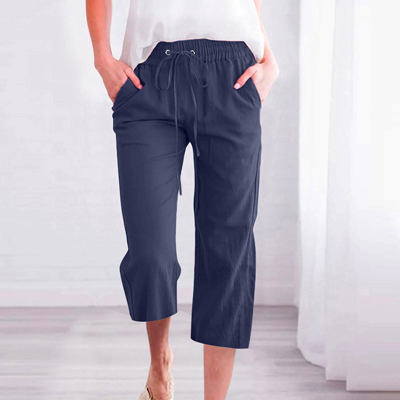 【Coton et Lin】Pantalons Casual Unicolores