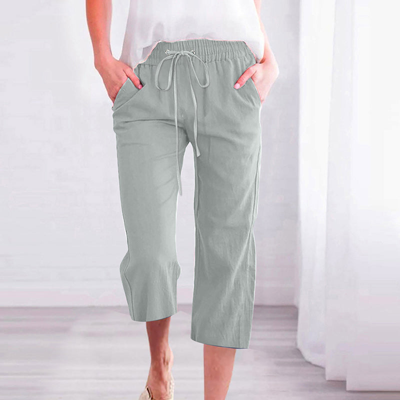 【Coton et Lin】Pantalons Casual Unicolores
