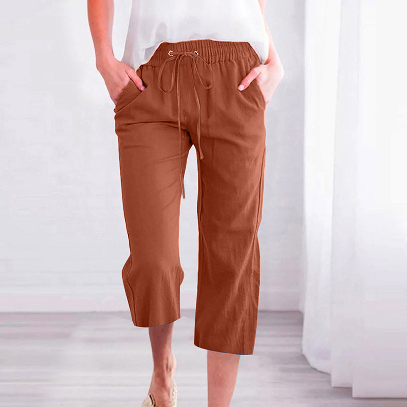 【Coton et Lin】Pantalons Casual Unicolores
