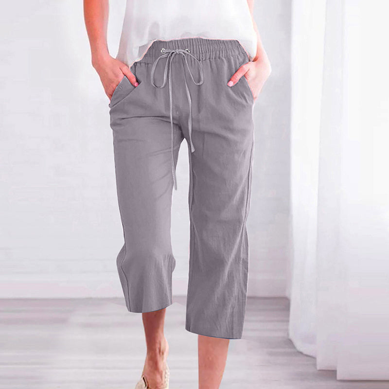 【Coton et Lin】Pantalons Casual Unicolores