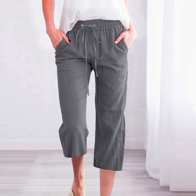 【Coton et Lin】Pantalons Casual Unicolores