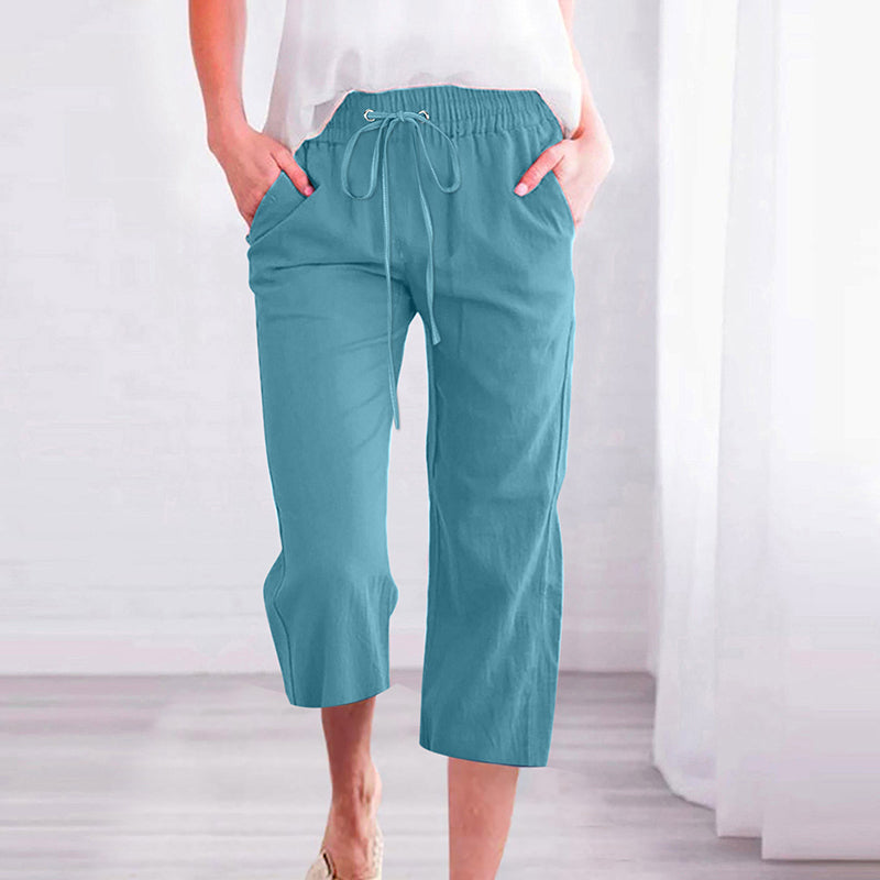 【Coton et Lin】Pantalons Casual Unicolores