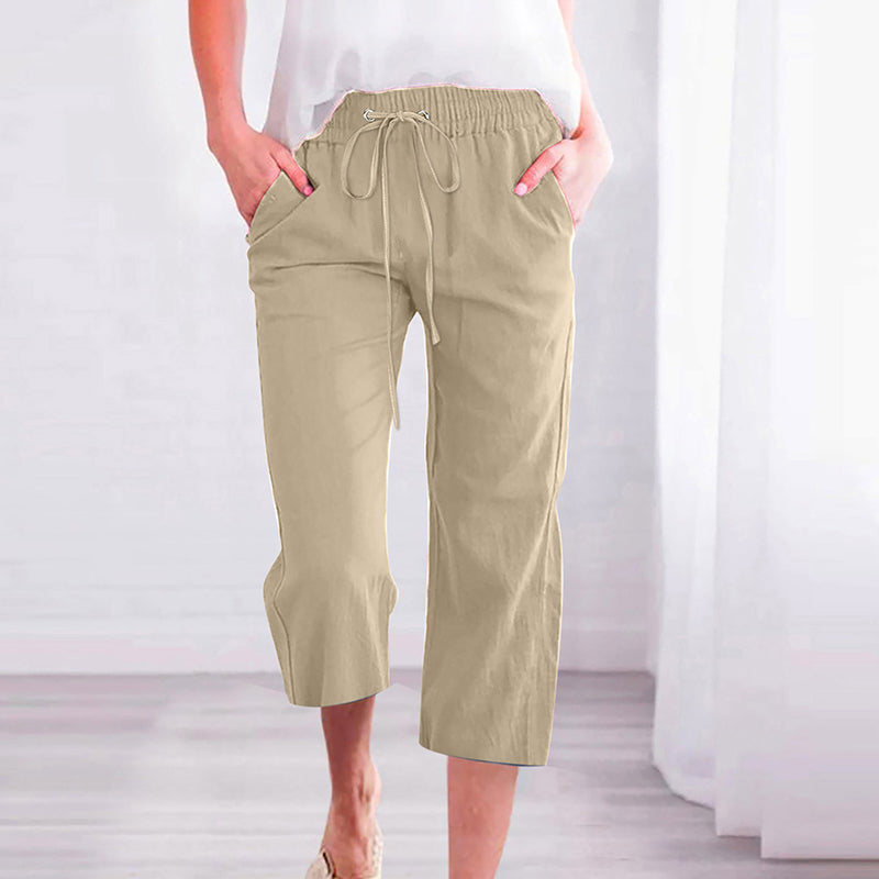 【Coton et Lin】Pantalons Casual Unicolores