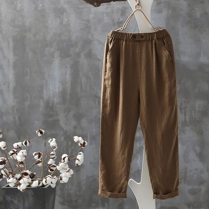 【Coton et Lin】Pantalons Confortables pour Loisirs