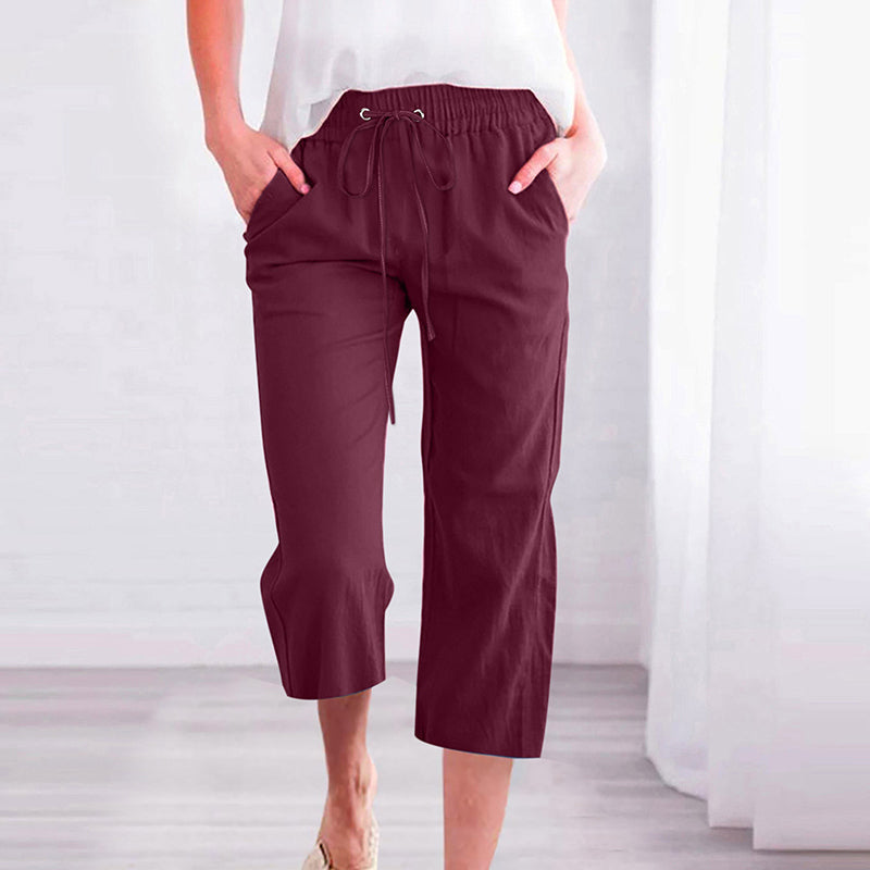 【Coton et Lin】Pantalons Casual Unicolores