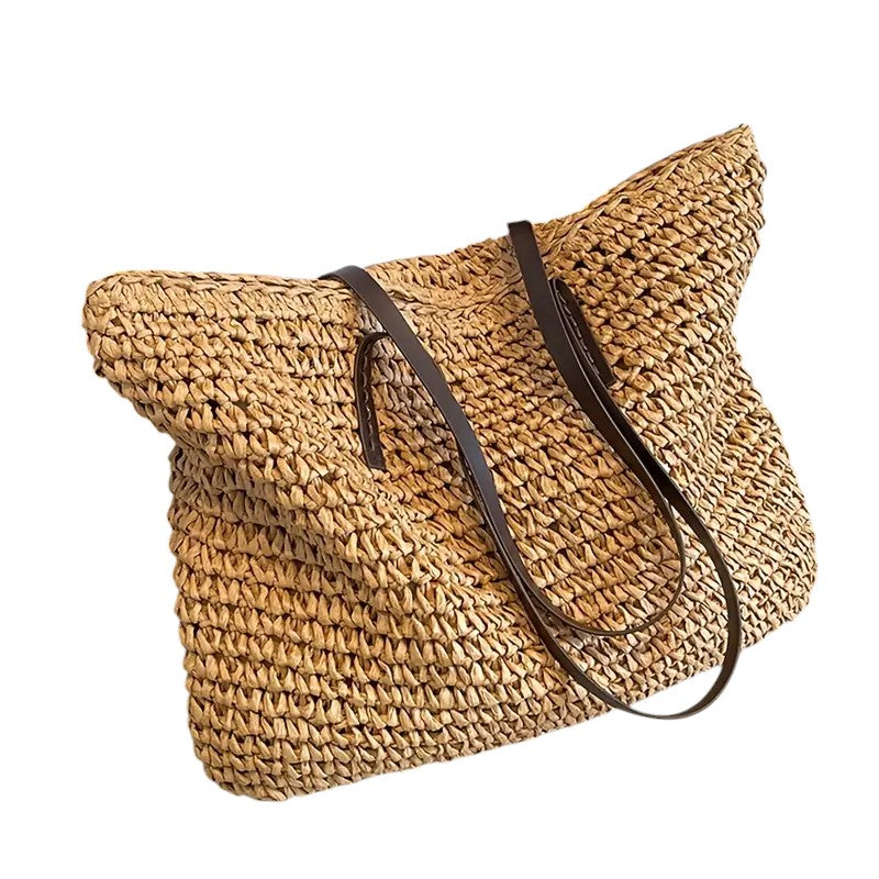 Sac bandoulière en paille tissée Aurellia avec des sangles durables pour un usage quotidien