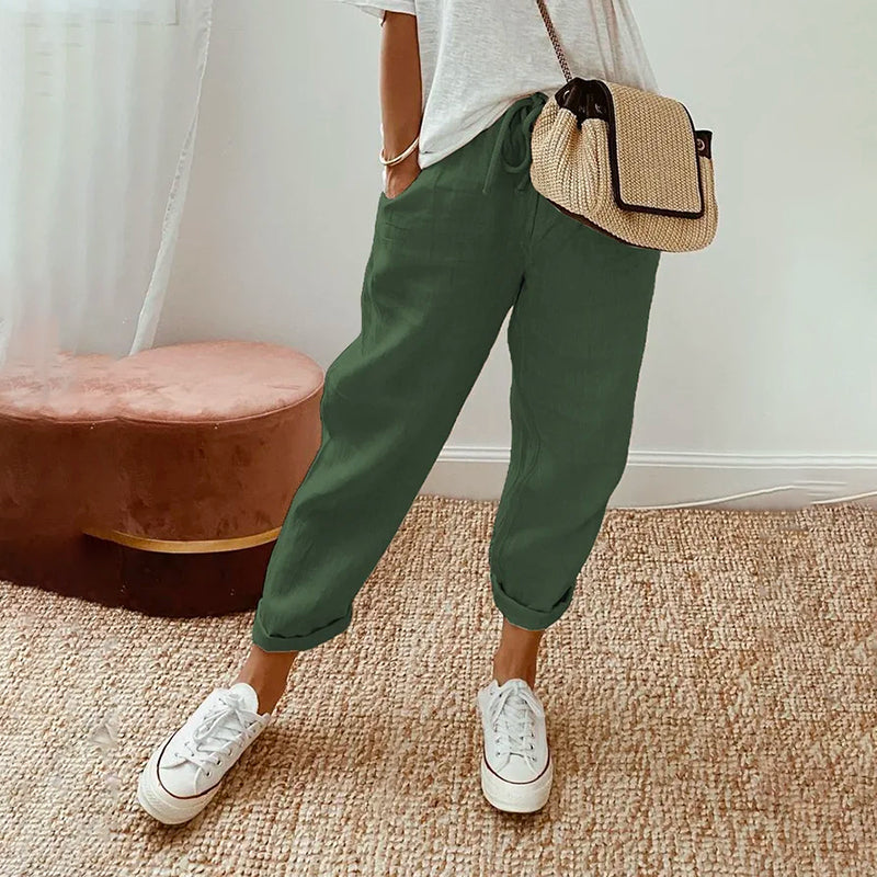 【Coton et Lin】Pantalons Confortables pour le Temps Libre