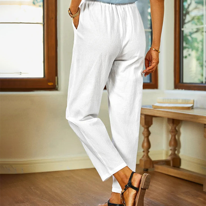 【Coton et Lin】Pantalons Casual Uni