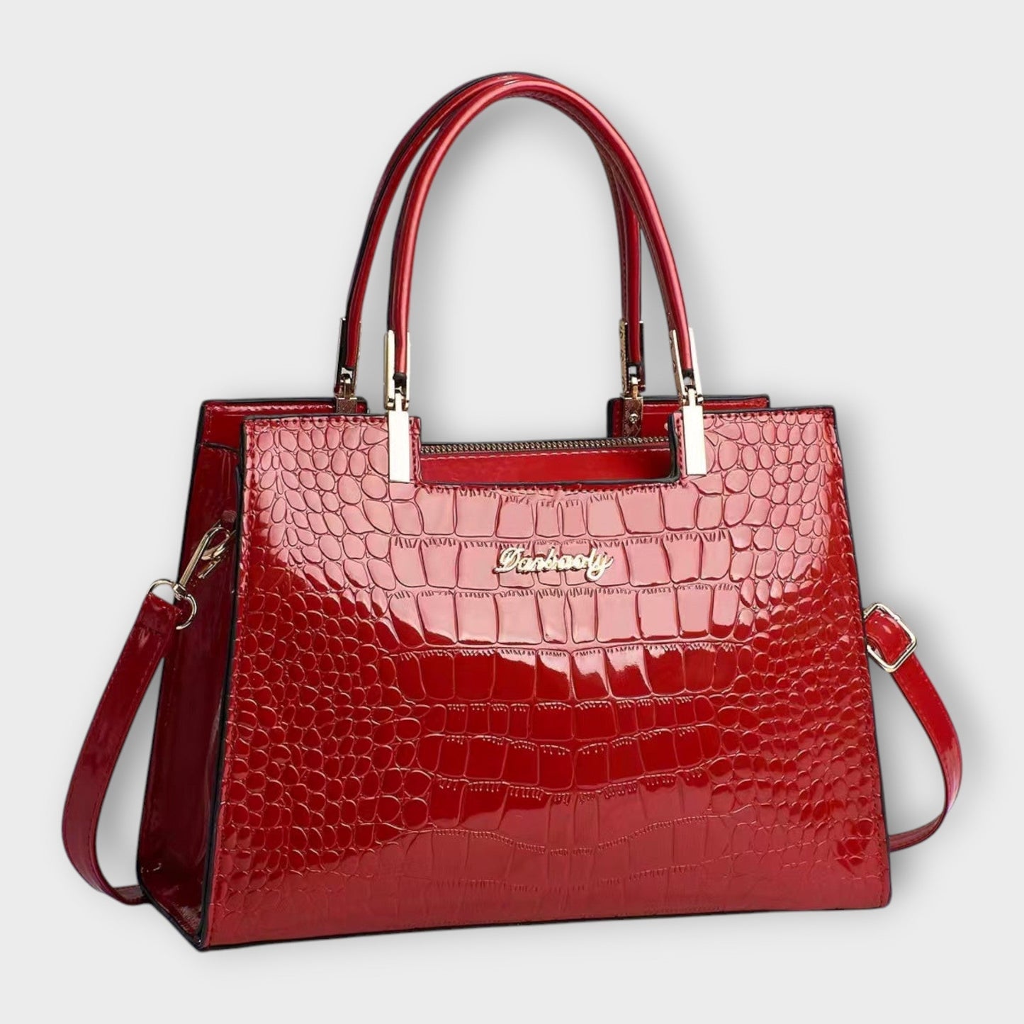 Aurellia - Sac à Main en PU Brillant avec Motif Crocodile, Design Élégant et Spacieux pour Chaque Occasion