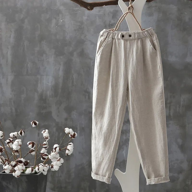 【Coton et Lin】Pantalons Confortables pour Loisirs