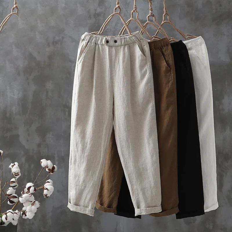 【Coton et Lin】Pantalons Confortables pour Loisirs