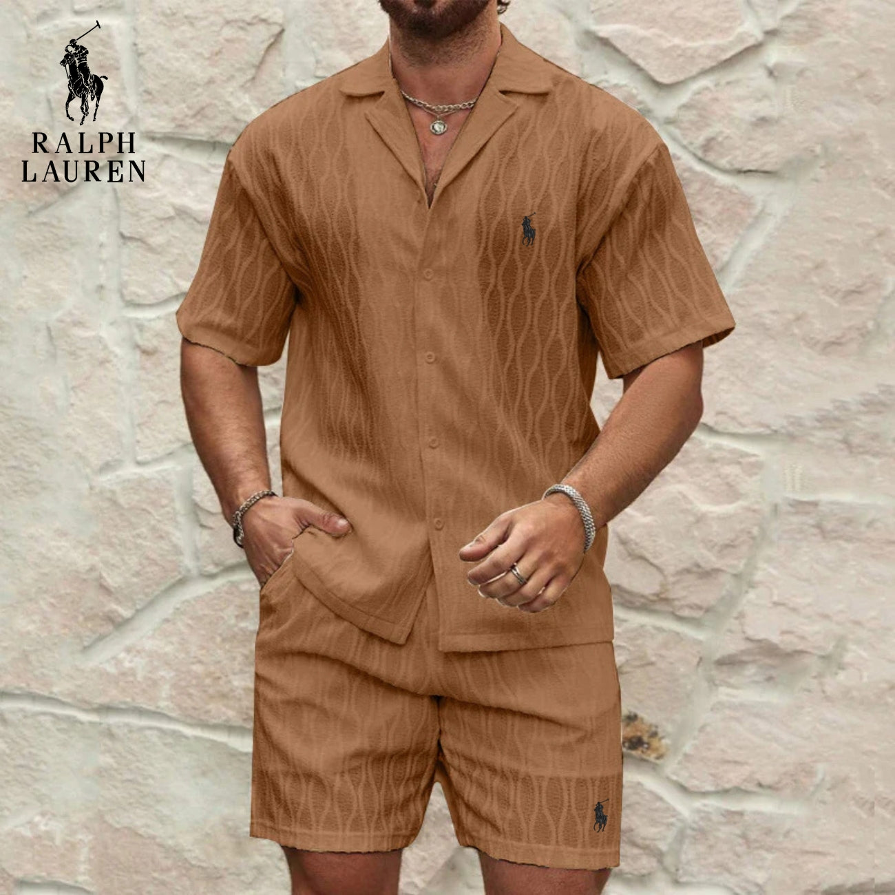 Ensemble Estival Texturé RL – Offre Chemise & Shorts