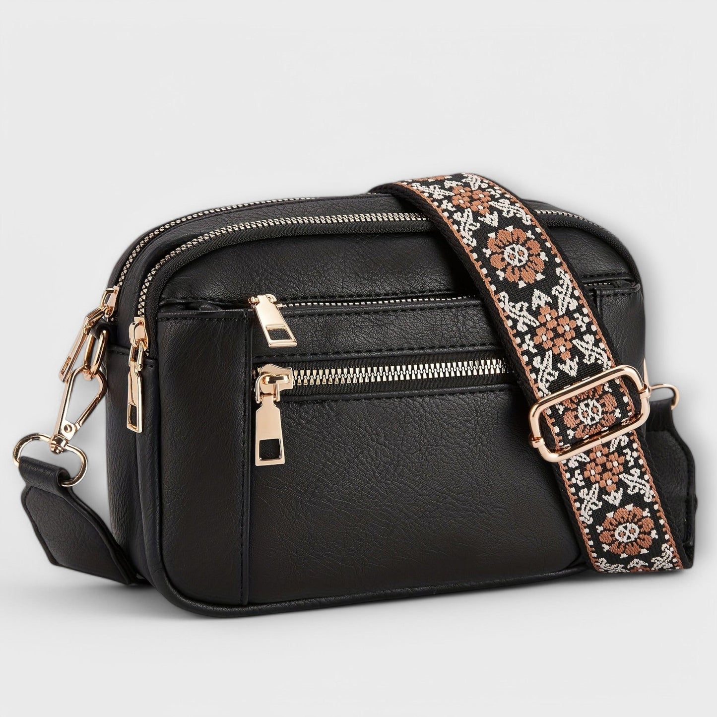 Sac à bandoulière en cuir vegan Aurellia, style rétro avec sangle boho réglable, espace suffisant pour les essentiels