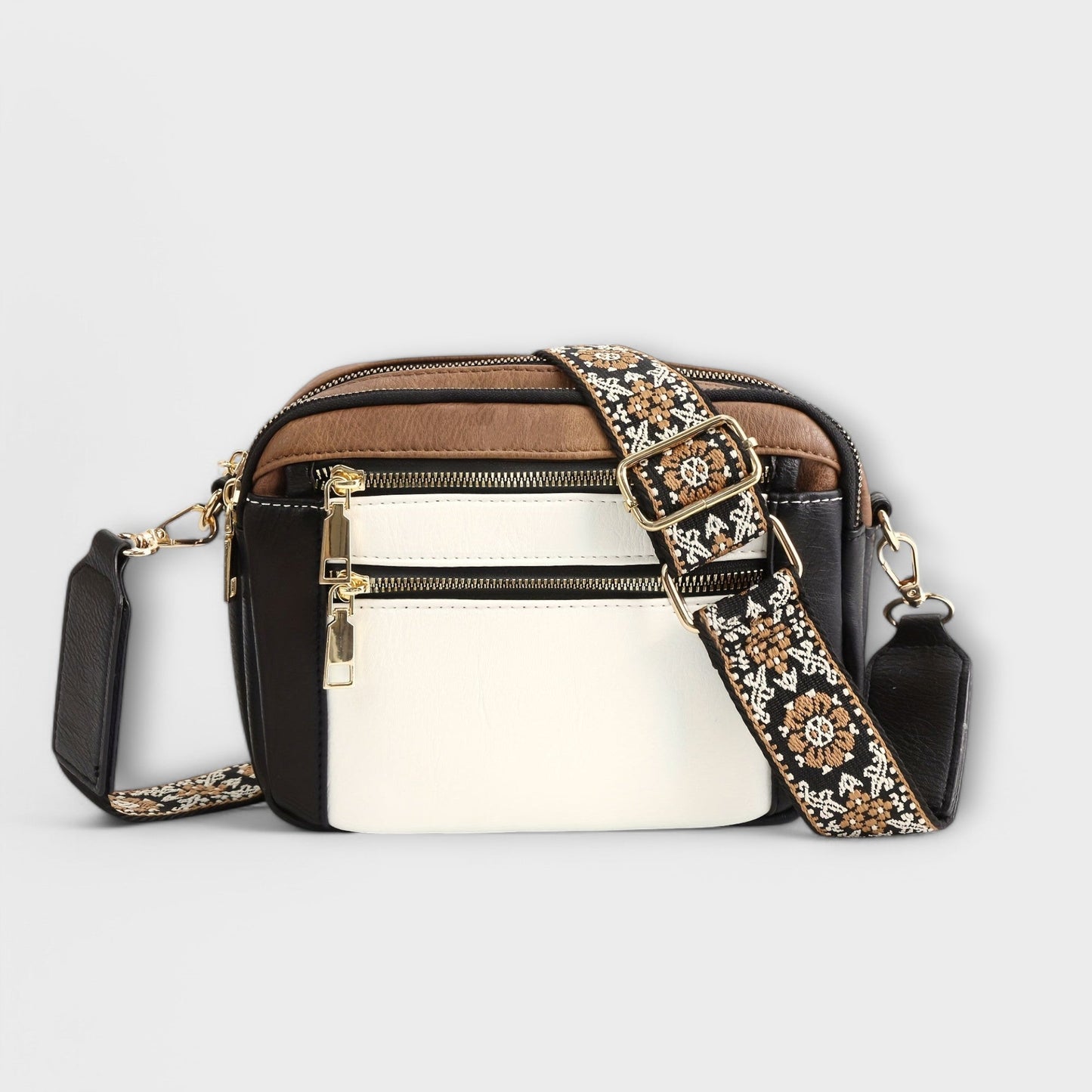 Sac à bandoulière en cuir vegan Aurellia, style rétro avec sangle boho réglable, espace suffisant pour les essentiels