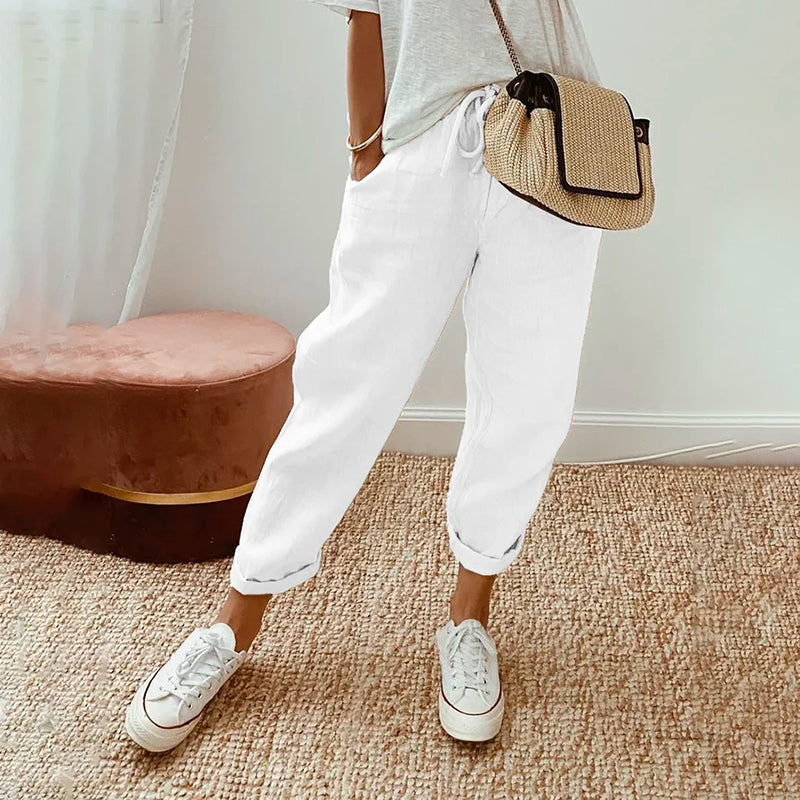 【Coton et Lin】Pantalons Confortables pour le Temps Libre