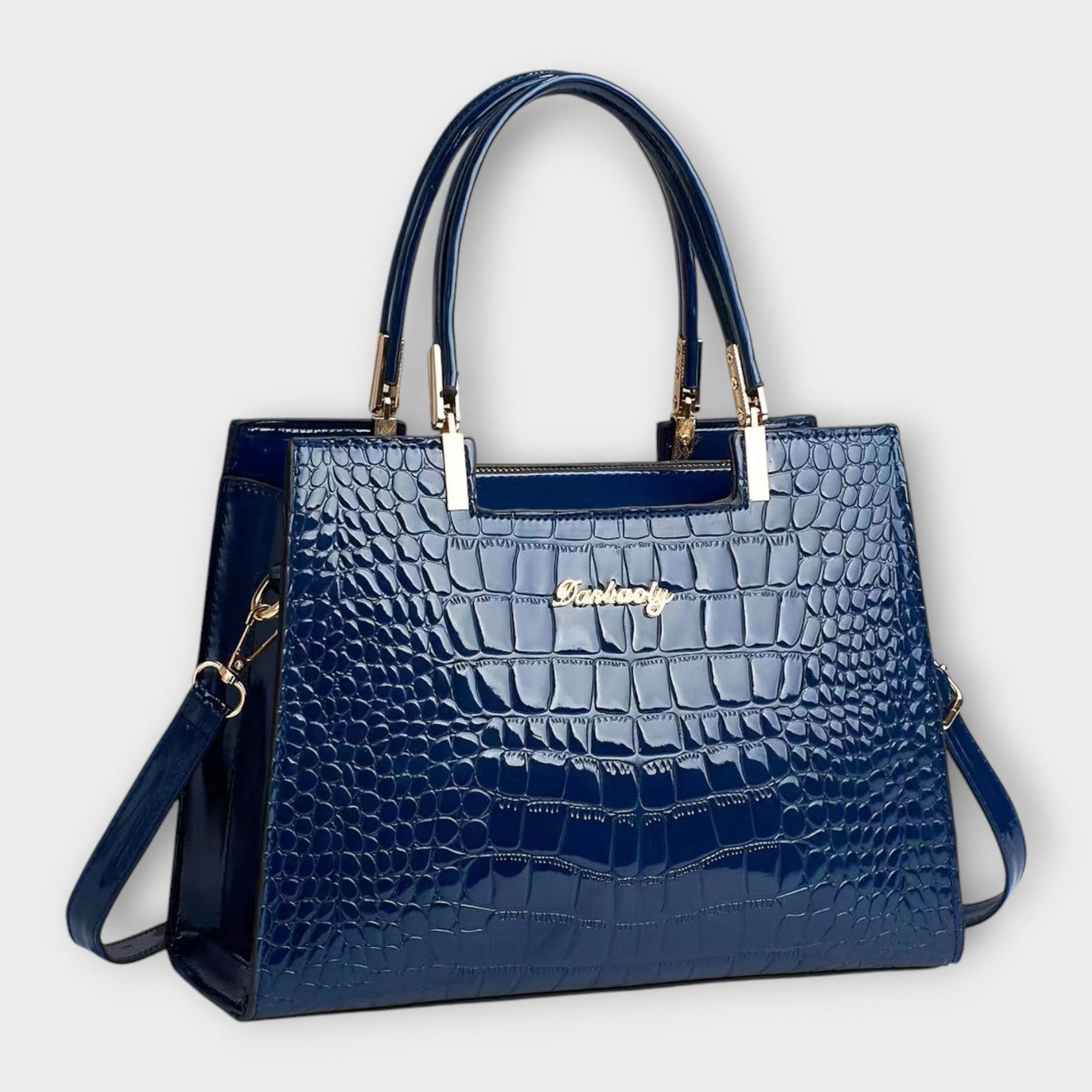 Aurellia - Sac à Main en PU Brillant avec Motif Crocodile, Design Élégant et Spacieux pour Chaque Occasion