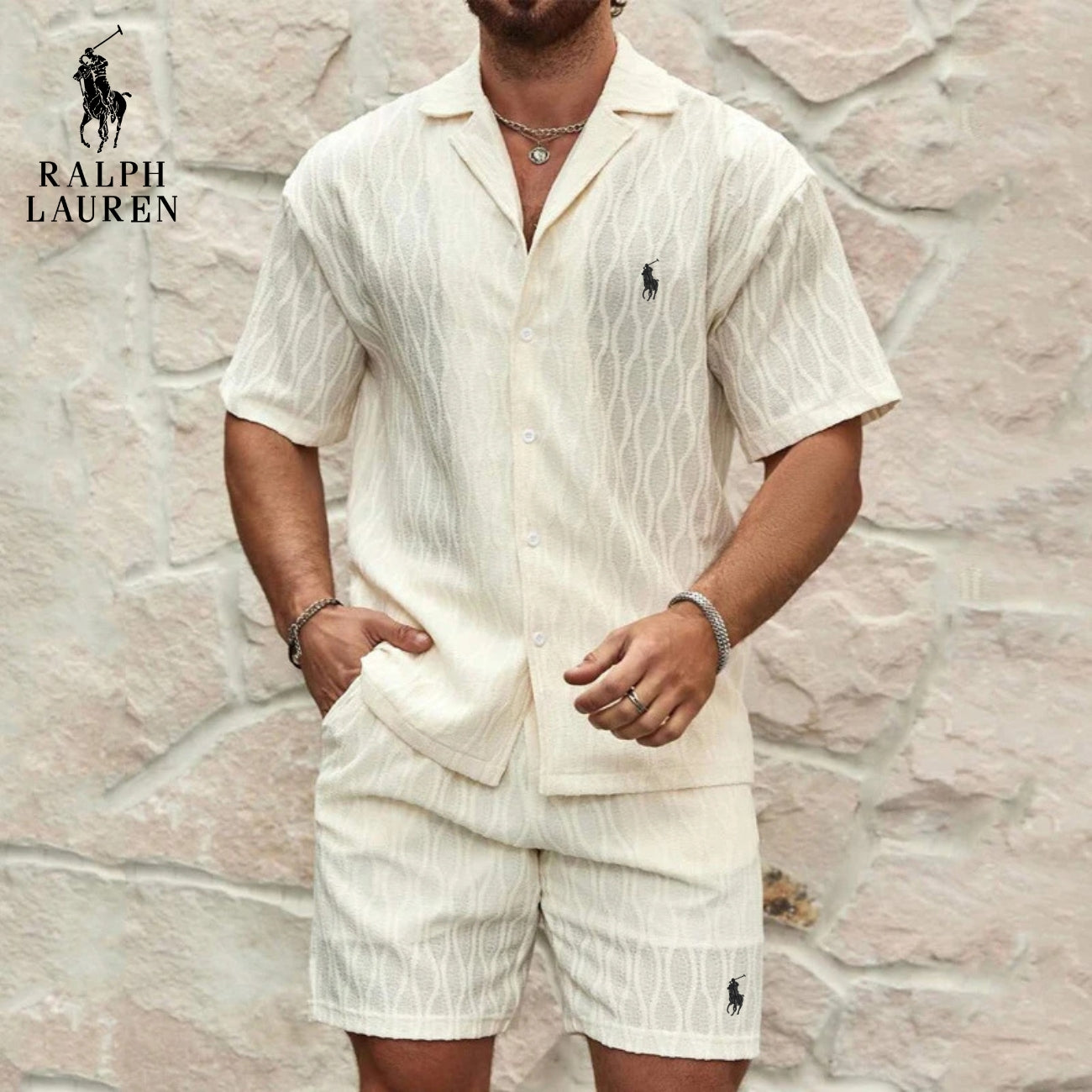 Ensemble Estival Texturé RL – Offre Chemise & Shorts