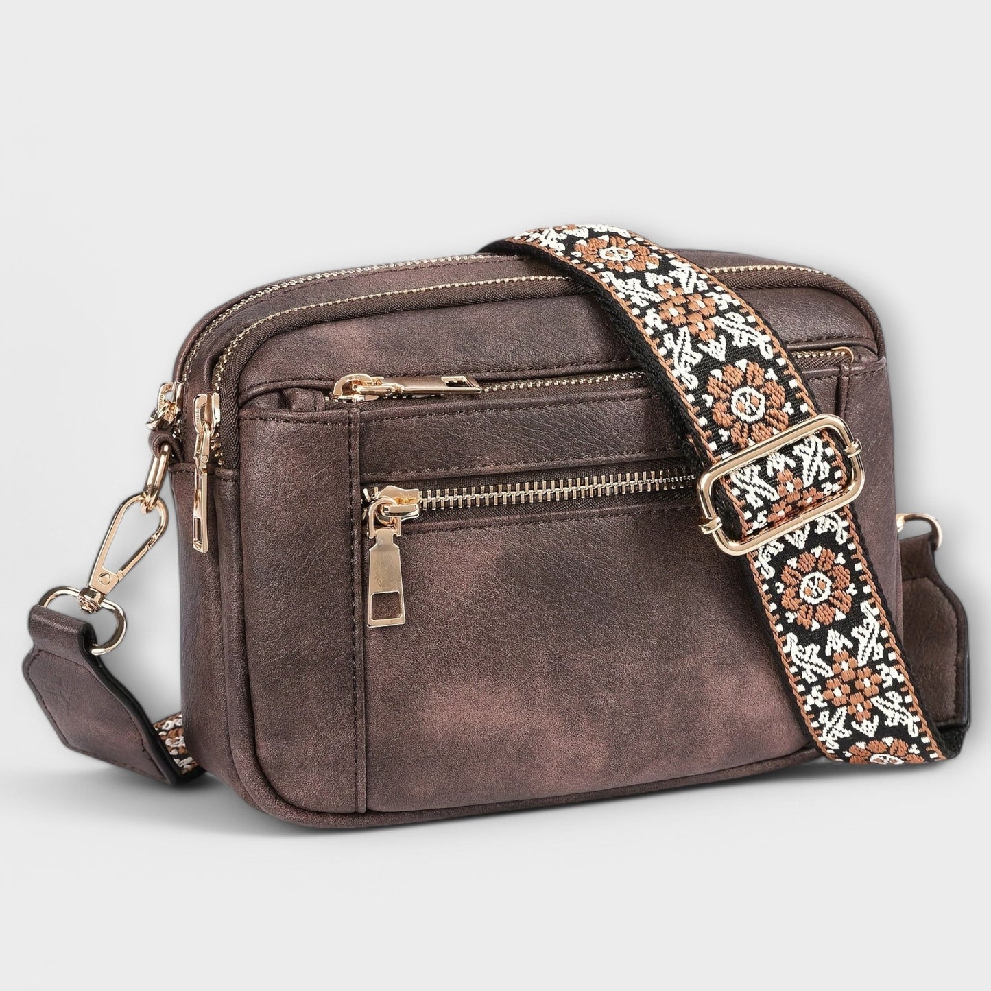 Sac à bandoulière en cuir vegan Aurellia, style rétro avec sangle boho réglable, espace suffisant pour les essentiels