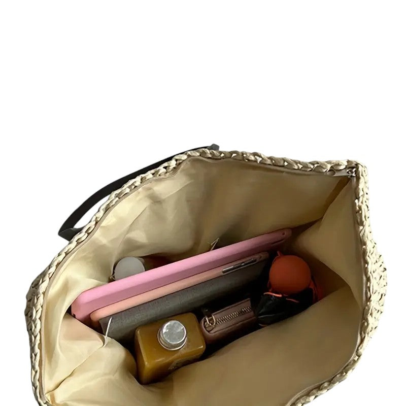 Sac bandoulière en paille tissée Aurellia avec des sangles durables pour un usage quotidien